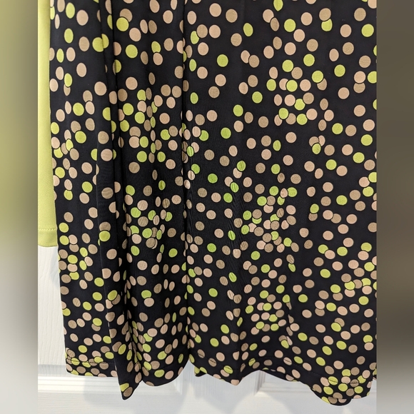 Talbots matching 2 piece set green sleeveless top/midi black polka dots shirt L - Picture 11 of 16